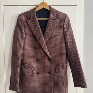 Women's Double-Breasted Plaid Jacket
